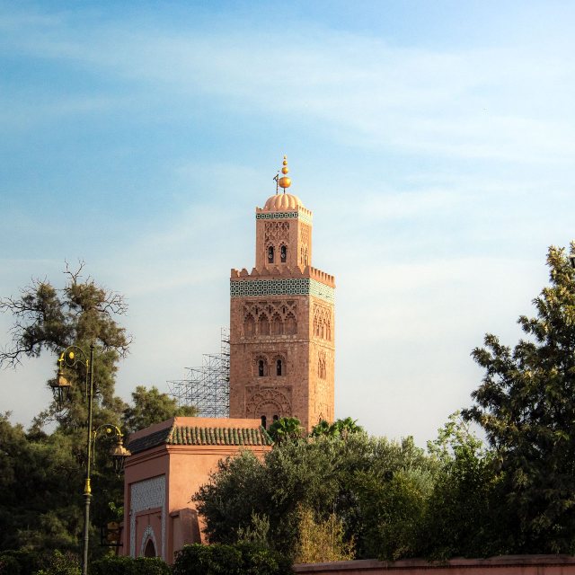 The Koutoubia Mosque in Marrakech, after the 2023 earthquake